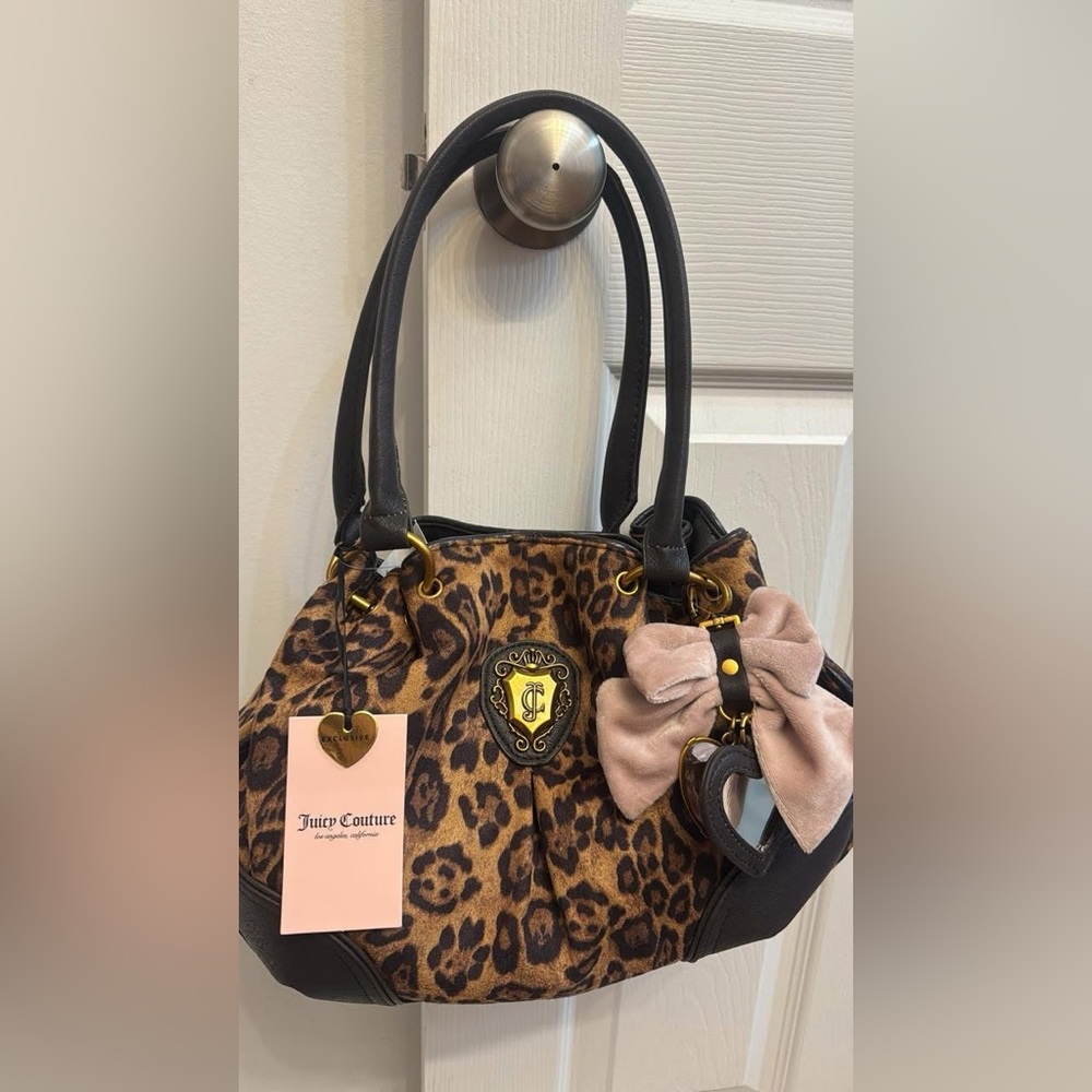 Juicy Couture Leopard Shoulder Bag with Pink Accent